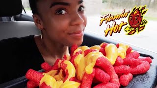 CHEESY FLAMING HOT CHEETOS PUFFS MUKBANG [upl. by Jojo910]