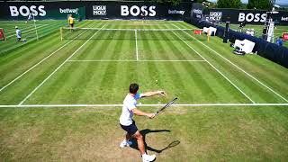 Aslan Karatsev court level practice Boss open Stuttgart [upl. by Dnomde]