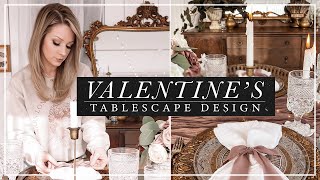 Romantic Elegance Tablescape Design  Valentines Day Decor [upl. by Yerroc935]