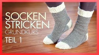 Socken Stricken mit Rundstricknadeln TEIL 1 GRUNDKURS [upl. by Docilla346]