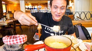 Swiss Food Tour  CHEESE FONDUE and Jumbo Cordon Bleu in Zurich Switzerland [upl. by Gladwin]