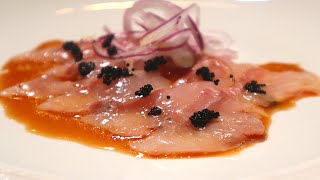 EASY STRIPED BASS CARPACCIO  How to make Japanese appetizer  Cooking at home [upl. by Bergeron]