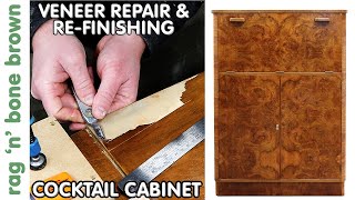 Veneer Repair amp Refinishing Furniture Cocktail Cabinet [upl. by Assirok297]