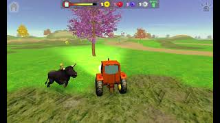 Escaping From the Bull  The bull and tractor game  La granja [upl. by Lledner425]