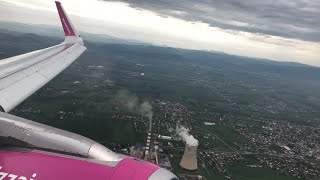 Wizz Air A320 cloudy descent and landing at Prishtina Airport [upl. by Bernardi]