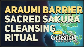 Araumi Barrier Sacred Sakura Cleansing Ritual Puzzle Genshin Impact [upl. by Nnaecyoj]