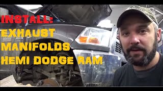 Installing Exhaust Manifolds  Hemi Dodge Ram [upl. by Meier]